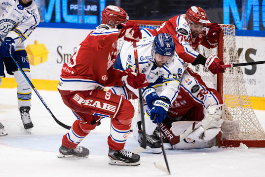 Leksands Jonas Ahnelöv och Timrås Robin Hanzl och Timrås