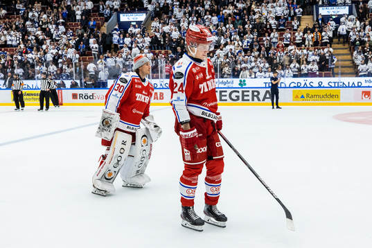 Timrås målvakt Jacob Johansson och Erik Walli Walterholm