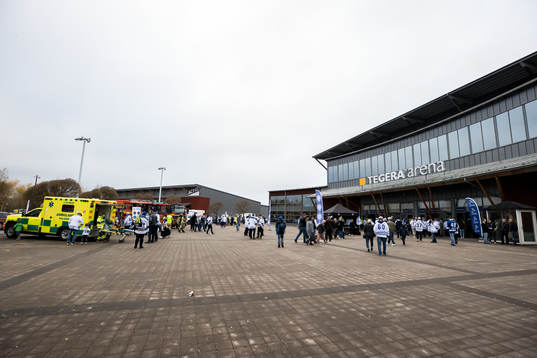 Tegera Arena innan ishockeymatchen i SHL mellan Leksand och