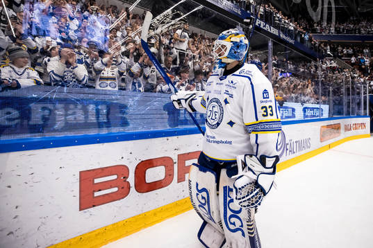 Leksands målvakt Axel Brage jubel