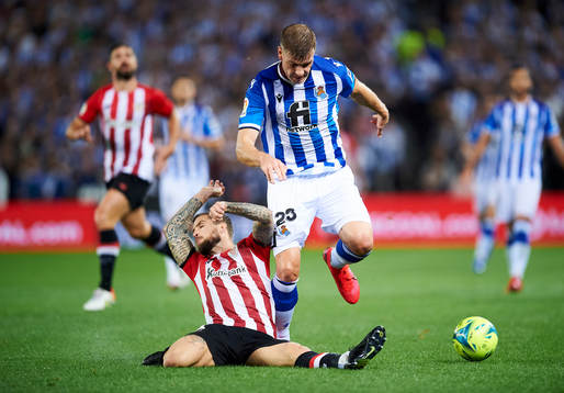 Alexander Sørloth of Real Sociedad  looks