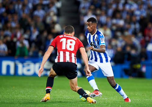 Alexander Isak of Real Sociedad  looks
