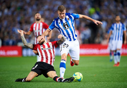 Alexander Sørloth of Real Sociedad  looks