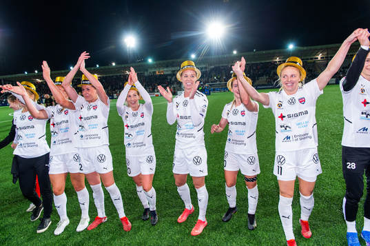 Rosengårds spelare jublar med lagkamrater