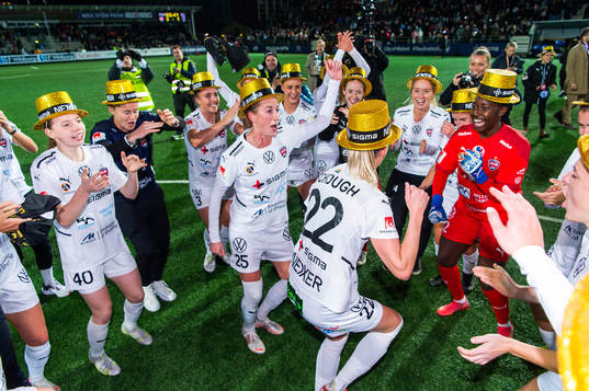 Rosengårds spelare jublar och firar SM-guldet