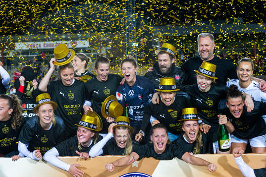 Rosengårds spelare jublar och firar SM-guldet