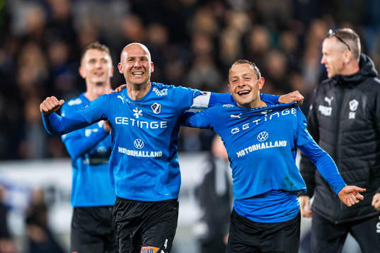 Halmstads Andreas Johansson och Joel Allansson jublar