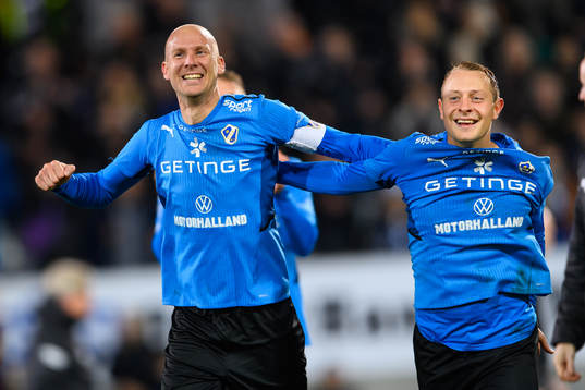 Halmstads Andreas Johansson och Joel Allansson jublar