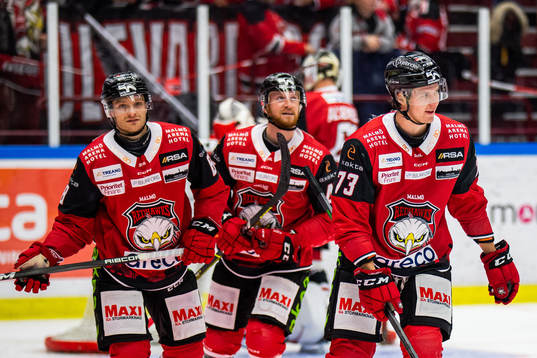 Malmö Redhawks Johan Olofsson, Joakim Ryan och Adam Ollas