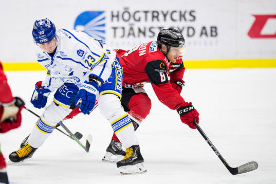 Leksands Mikael Ruohomaa och Malmö Redhawks Johan Olofsson