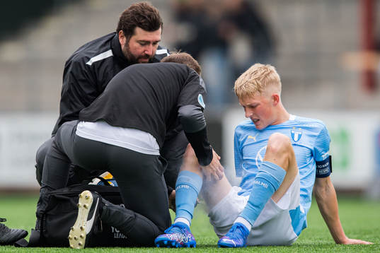 Melker Widell of Malmö FF in pain