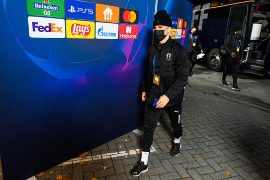 Eric Larsson of Malmö FF, arrives at the arena