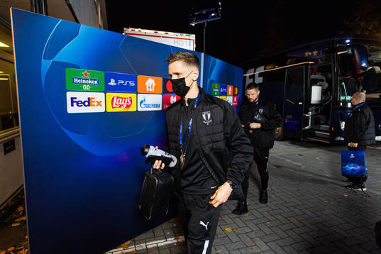 Sören Rieks of Malmö FF, arrives at the arena