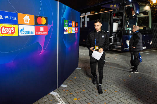 Veljko Birmancevic of Malmö FF, arrives at the arena