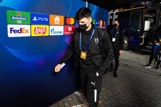 Anel Ahmedhodzic of Malmö FF, arrives at the arena