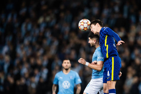 Antonio Colak of Malmö FF and Andreas Christensen of