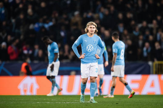 Sebastian Nanasi of Malmö FF looks dejected