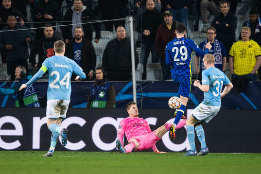 goalkeeper Johan Dahlin of Malmö FF and Kai Havertz of