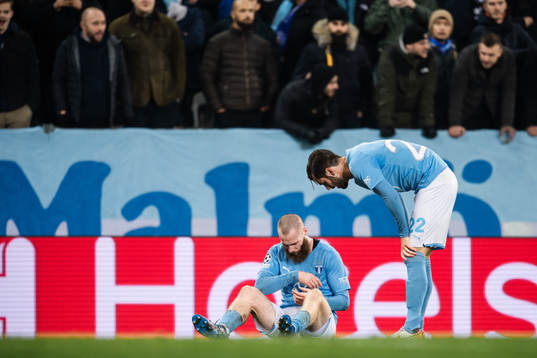 Jo Inge Berget and Adi Nalic of Malmö FF