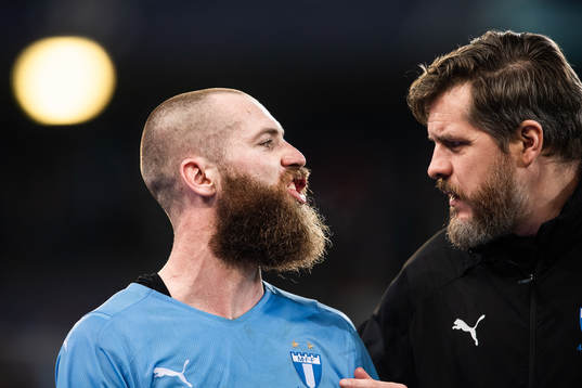 Jo Inge Berget and team doctor Ola Svejme of Malmö FF