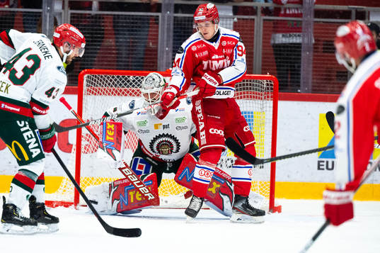 Frölundas målvakt Niklas Rubin och Timrås Sebastian