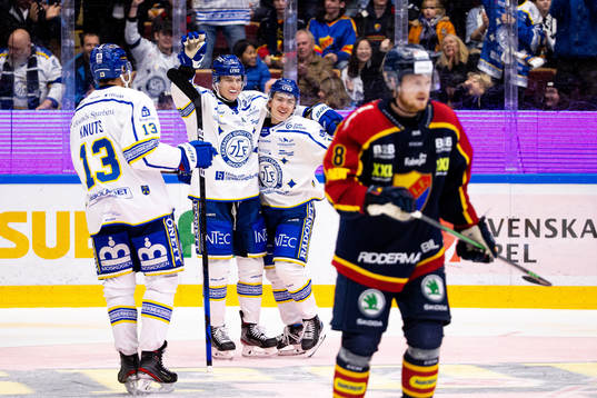 Leksands Jon Knuts , Martin Karlsson och Erik Hedlund jublar