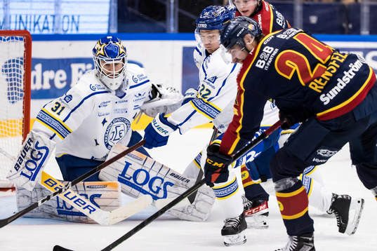 Leksands målvakt Kasimir Kaskisuo och Tobias Ekberg