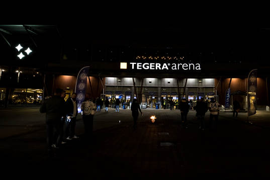 Tegera Arena innan ishockeymatchen i SHL mellan Leksand och