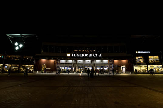 Tegera Arena  innan ishockeymatchen i SHL mellan Leksand