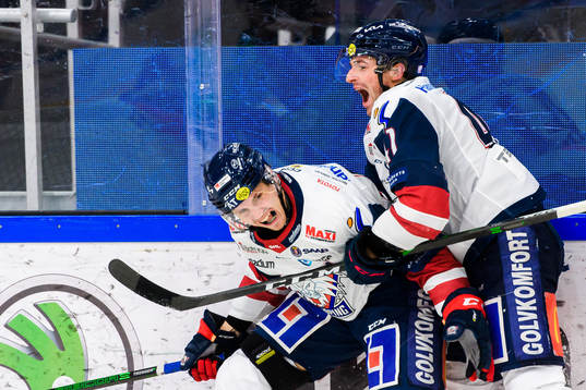 Linköpings Markus Ljungh och Broc Little jublar