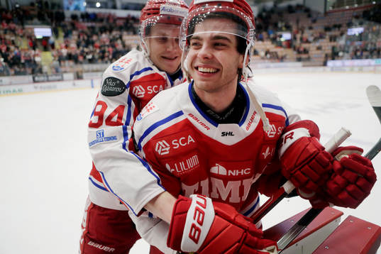 Timrås Sebastian Hartmann och Filip Westerlund jublar