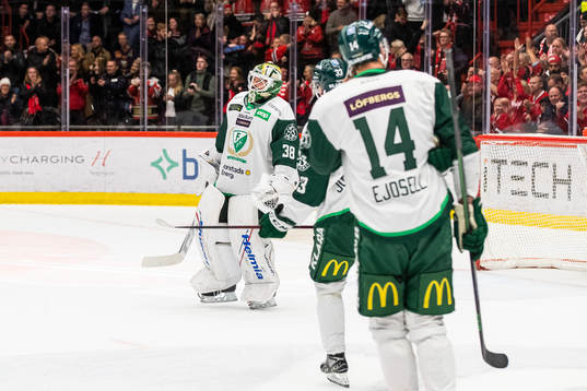 Färjestads målvakt Dominik Furch deppar