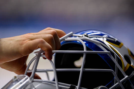 Leksands målvakt Kasimir Kaskisuos målvaktsmask