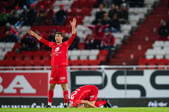 Fredrik Pallesen Knudsen of Brann and Ruben Kristiansen of