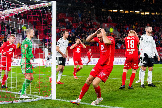 Runar Hove of Brann looks dejected