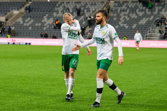 Hammarbys Gustav Ludwigson och Simon Sandberg jublar