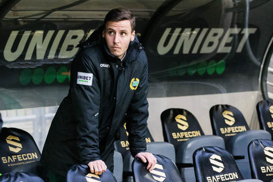 Hammarbys Jeppe Andersen innan fotbollsmatchen i