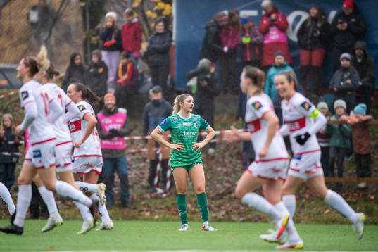 Erin Marie Greening of Klepp looks dejected