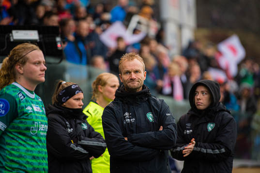 Owe Salvesen, head coach of Klepp, looks dejected