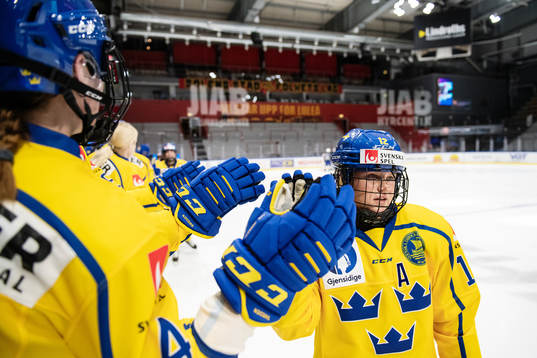 Maja Nylen-Persson of Sweden celebrates scoring 5-0