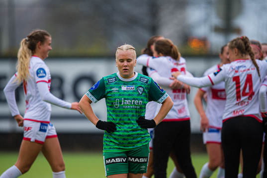 Julie Austdal of Klepp looks dejected the Toppserien