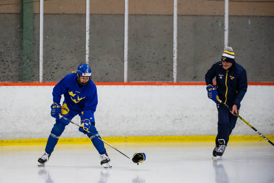 Sveriges Josefin Bouveng och assisterande tränare Andreas