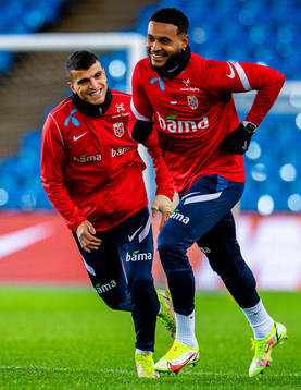 Mohamed Elyounoussi and Joshua King of the Norwegian