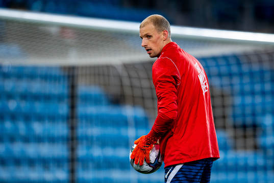 Goalkeeper André Hansen of the Norwegian national football