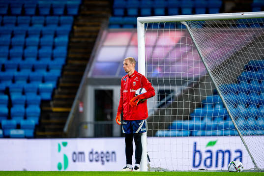 Goalkeeper André Hansen of the Norwegian national football