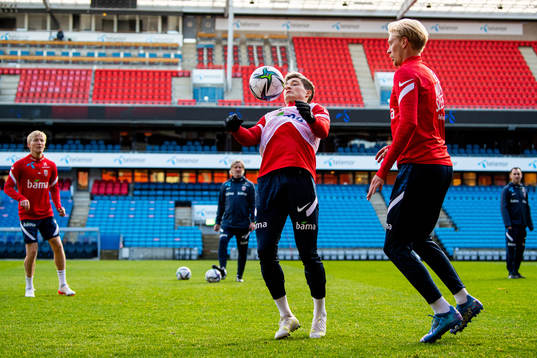 Mathias Normann and Morten Thorsby of the Norwegian