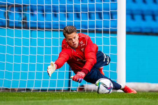 Goalkeeper Ørjan Håskjold Nyland of the Norwegian