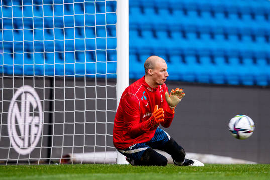 Goalkeeper André Hansen of the Norwegian national football