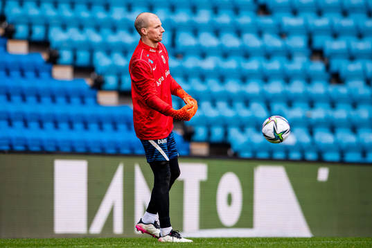 Goalkeeper André Hansen of the Norwegian national football