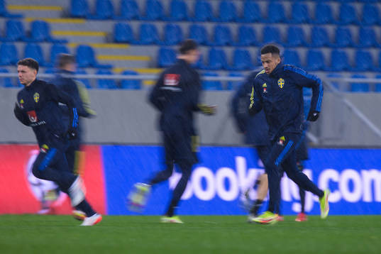 Kerim Mrabti and Martin Olsson of the Swedish national